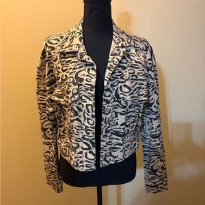 Jou Jou Black and Tan Patterned Jean Jacket